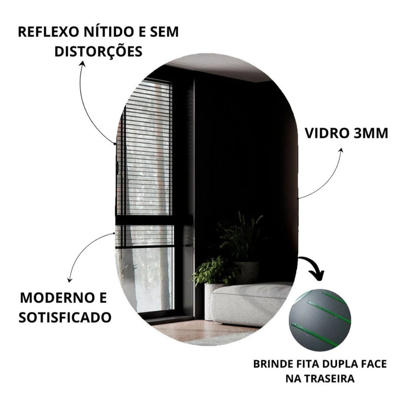 Espelho Pinterest 80x50 com Suporte e Moldura