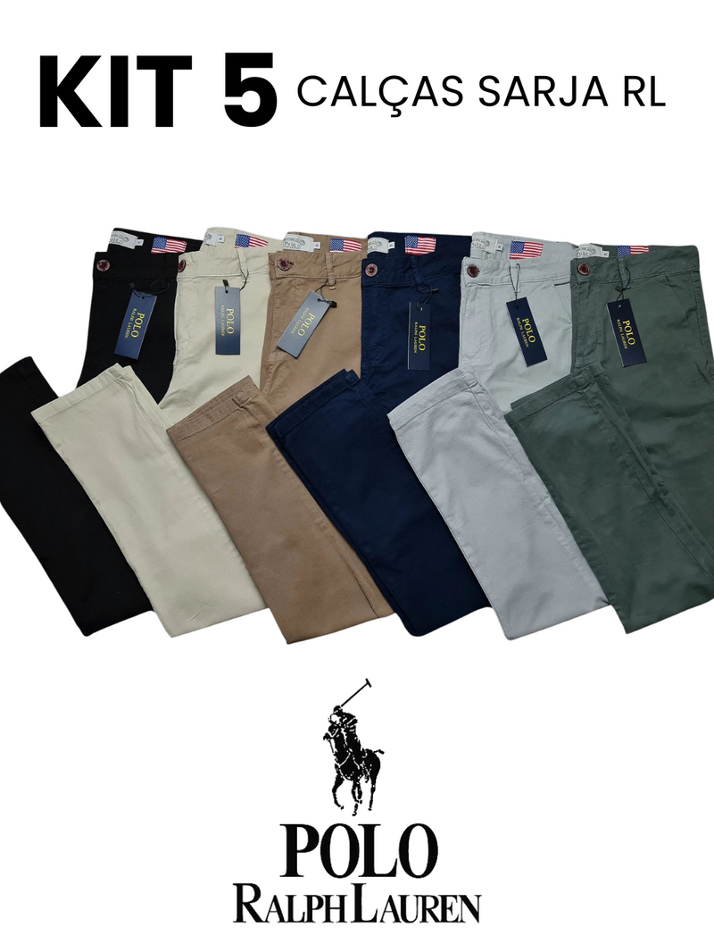 Kit 5 Calças Sarja Ralph Lauren - Cores Mistas | ÚLTIMAS UNIDADES