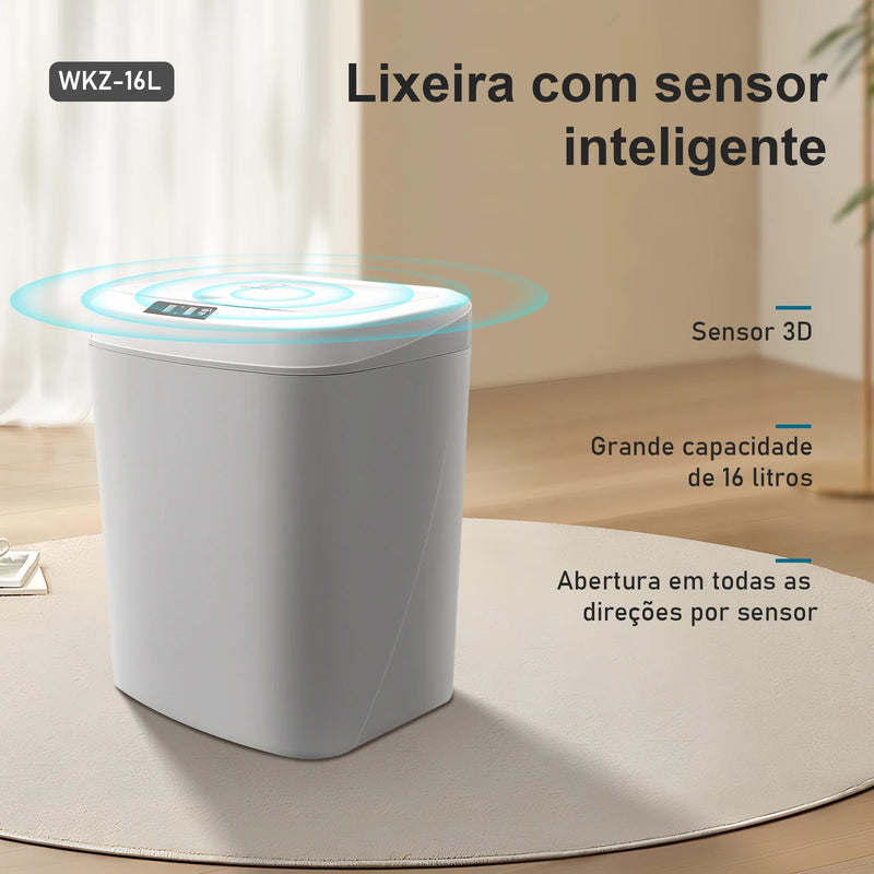 Lixeira de Indução Inteligente, com sensor de aproximação